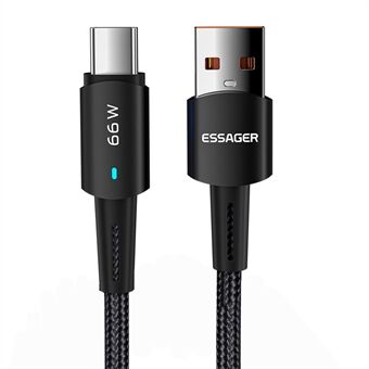 ESSAGER 0,5 m gevlochten ontwerp USB naar Type C kabel 6A Snel opladen 480 Mbps transmissiekabel voor tablet-draagbare smartphone