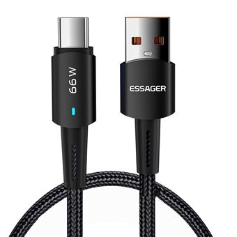 ESSAGER 1 m snellaadkabel 6A gevlochten ontwerp USB naar type C mobiele telefoonkabel 480 Mbps gegevensoverdrachtkabel