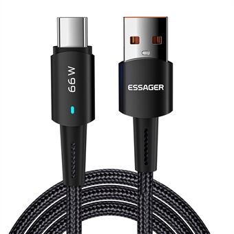 ESSAGER 3M superlange oplaadkabel Filtervrije USB voor Type C 6A Snel opladen 480 Mbps transmissie datakabel