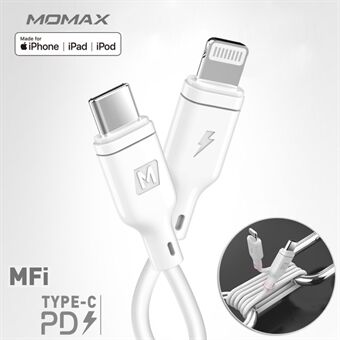 MOMAX DL36 [PD Fast Charge] [MFI-gecertificeerd] 1,2M Type-C voor Lightning 8-pins Data Sync PD-oplaadkabel