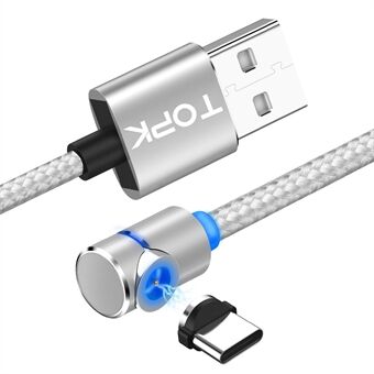 TOPK AM30 Elleboog Magnetische USB Type-C Nylon Gevlochten Oplaadkabel voor Samsung Huawei Xiaomi