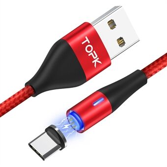 TOPK AM60 magnetische USB Type-C nylon gevlochten oplaadkabel voor Samsung Huawei Xiaomi