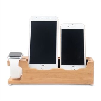 DCR-008 Desktop Station Bamboe Hout Oplaaddock Houder voor Apple Watch iPhone Samsung Huawei