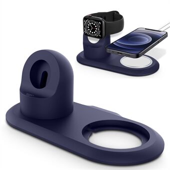 Siliconen oplaadstandaard Stand Draadloos laadstation Dock voor MagSafe Apple Watch / iPhone 12-serie