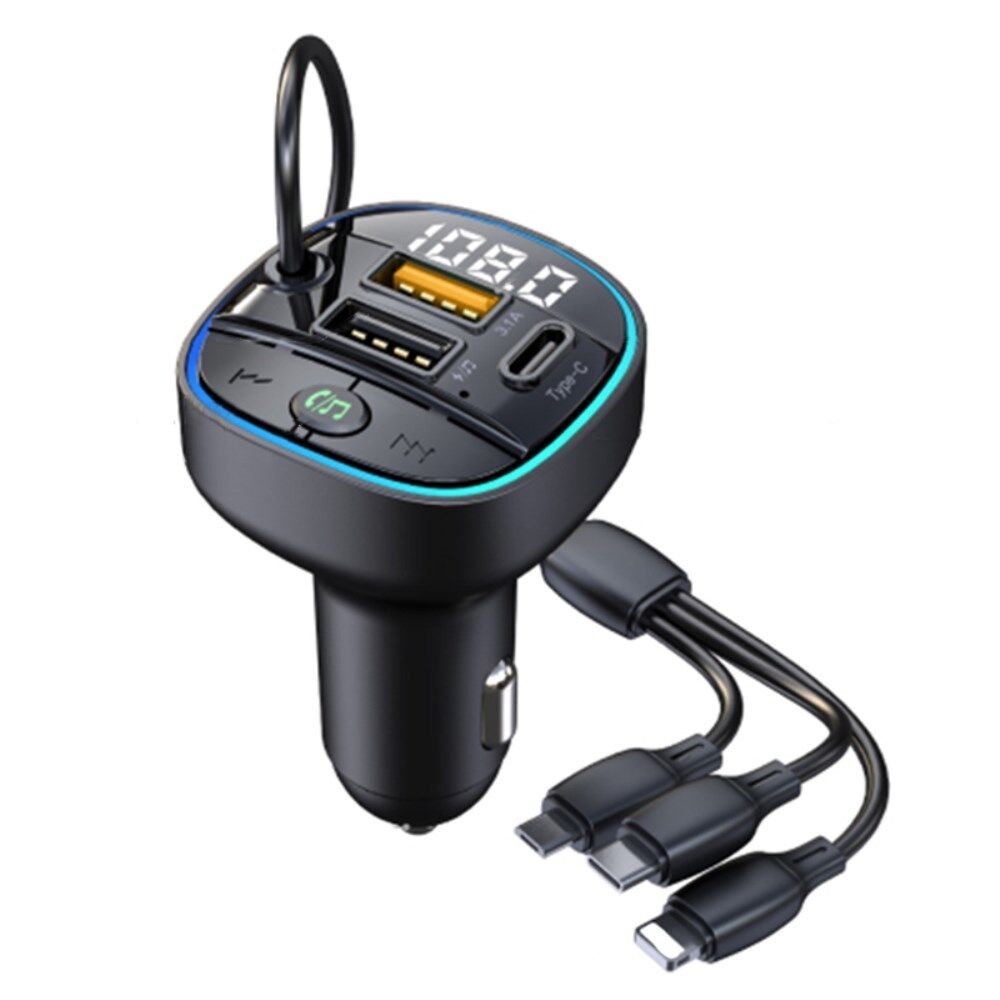 T25 Car Bluetooth 5.0 FM Modulator Transmitter Fast Charging Charger MP3  Player