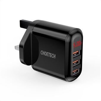 CHOETECH Q5009 5V-3.4A 3 USB-poorten Wandlader Digitale display Telefoon Oplaadadapter