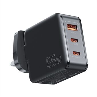 ESSAGER 65W GaN- Quick met meerdere poorten, 2 USB-C+USB-A draagbare mini-wandopladeradapter