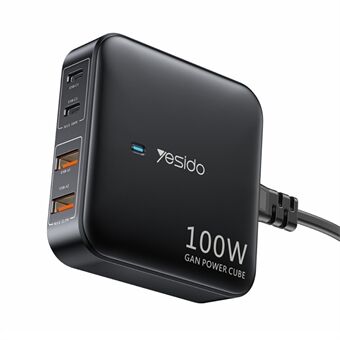 YESIDO YC41 100W GaN-bureaulader Adapter voor wandlader met meerdere poorten Compatibel met PD / PPS / QC-protocollen