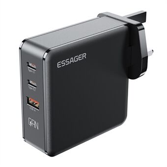 ESSAGER 140W GaN-opladeradapter 2 Type-C + 1 USB-A-opladerblok Draagbare muuroplader voor op reis