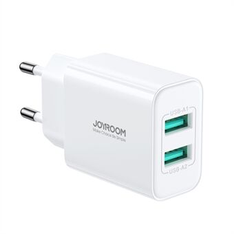 JOYROOM TCN04 EU-stekker Dubbele USB-poorten Wandoplader 2.1A Plastic telefoonoplaadadapter