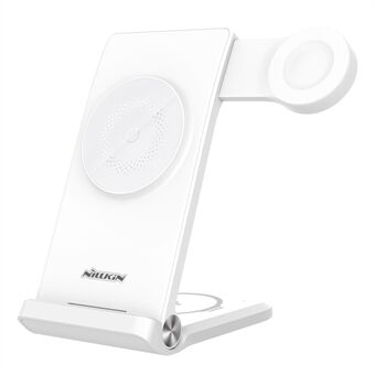 NILLKIN Powertrio 3 in 1 voor MagSafe draadloze oplader Mobiele telefoon / oortelefoon / Smart Watch Opvouwbaar Charing Dock, met Huawei Watch-oplader (EU-stekker)