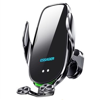 ESSAGER 15W Smart auto draadloze oplader voertuigtelefoonhouder oplader ontluchter telefoonhouder met omgevingslicht