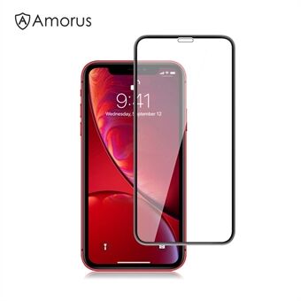 AMORUS 3D Gebogen Gehard Glas Full Screen Protector voor iPhone (2019) 6.1 Inch / XR 6.1 Inch - Zwart