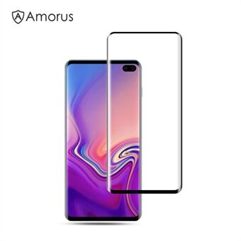 AMORUS voor Samsung Galaxy S10 Plus 3D gebogen schermbeschermer voor volledig scherm in gehard glas (eenvoudig te gebruiken verkleinde versie)