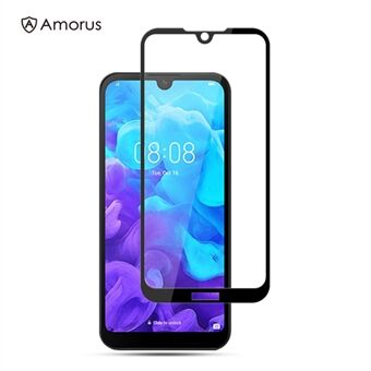 AMORUS Full Glue Silk Printing Gehard glas Volledig schermbeschermer voor Huawei Y5 (2019) / Honor 8S