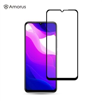 AMORUS [Volledige lijm] Zijdedruk Gehard glas Volledig schermbeschermer Anti-explosie voor Xiaomi Mi 10 Lite 5G - Zwart