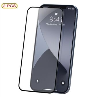 BASEUS 2 PCS 0.23 mm full screen cover gebogen gehard glas film voor iPhone 12 Pro Max 6.7 inch - zwart