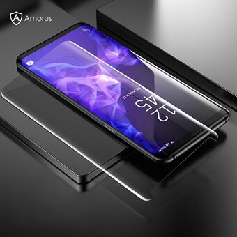 AMORUS 3D Gebogen UV-licht Bestraling Volledige Cover Gehard Glas Screen Protector Film (Volledige Lijm) voor Samsung Galaxy Note 9
