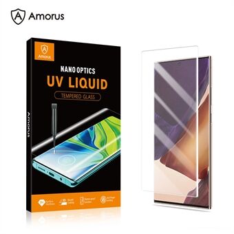 AMORUS 3D gebogen volledige dekking gehard glazen scherm beschermende UV-film (volledige lijm) voor Samsung Galaxy Note20 Ultra / Note20 Ultra 5G