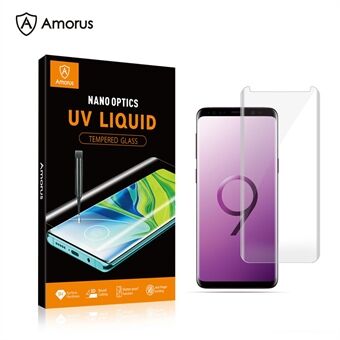 AMORUS 3D Curved Full Cover [UV-lichtstraling] Screenprotector van gehard glas (volledige lijm) voor Samsung Galaxy S9