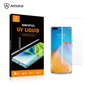 AMORUS voor Huawei P40 Pro [UV-lichtstraling] UV-film 3D gebogen schermbeschermer van gehard glas