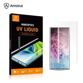 AMORUS 3D gebogen [UV-lichtstraling] UV-schermfilm van gehard glas voor Samsung Galaxy Note 10
