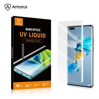 AMORUS 3D Curved Complete Cover UV-film van gehard glas voor Huawei Mate 40 Pro -schermbeschermer