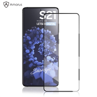 AMORUS Full Glue Silk Printing Full Size Ultra Clear Gehard Glas Screen Protector voor Samsung Galaxy S21 5G