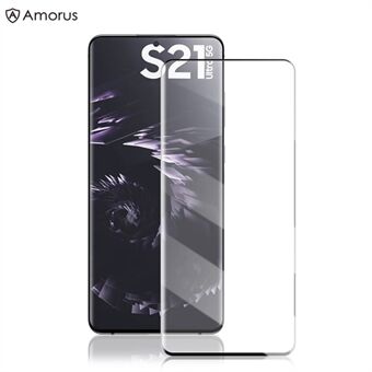 AMORUS Volledige schermdekking 3D gebogen schermbeschermer van gehard glas [zijlijm] voor Samsung Galaxy S21 Ultra 5G