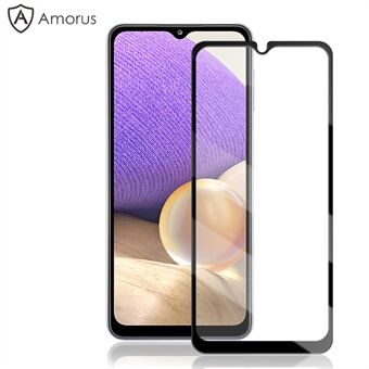 AMORUS Full Glue Full Covering Silk Printing Ultra-Clear Tempered Glass Film Screen Protector voor Samsung Galaxy A32 5G/M32 5G/A12/M12/A02s (164.2x75.9x9.1mm) - Zwart