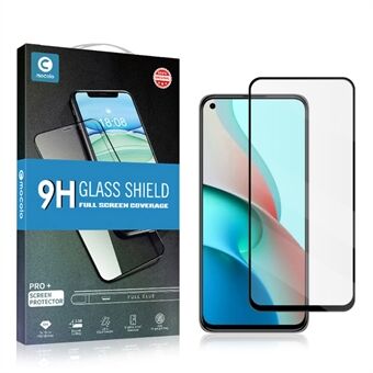 MOCOLO Silk Print HD Full Adhesive Volledig scherm Dekking Gehard Glas Protector voor Xiaomi Mi 11 Lite 4G / 5G - Zwart