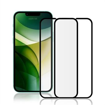 AMORUS 2 stuks volledige lijm transparant gehard glas anti-kras zijdeprint volledig scherm ondoorzichtige beschermer voor iPhone iPhone 13/13 Pro 6.1 inch - Zwart