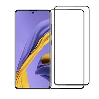 AMORUS 2 stuks volledig zelfklevende slijtvaste zeefdruk full-screen gehard glas beschermfolie voor Samsung Galaxy A51 4G SM-A515