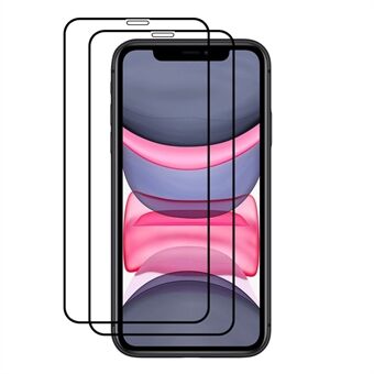 AMORUS 2 stuks Volledige bescherming Volledige lijm Dubbele verdediging zeefdruk HD Clarity gehard glasfilm voor iPhone 11 Pro Max 6.5 inch - Zwart