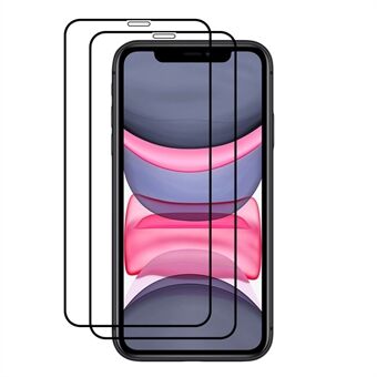 AMORUS 2 stuks Volledige dekking Volledige lijm HD Clear Double Defense Silk Printing Screenprotector in gehard glas voor iPhone 11 Pro 5.8 inch - Zwart