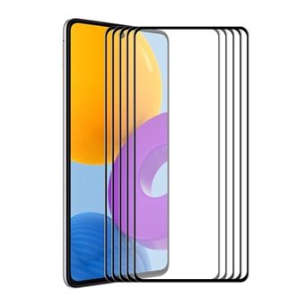 ENKAY 5 stks/set 6D zeefdruk in full size gehard glas film volledige lijm HD clear screen protector voor Samsung Galaxy M52 5G