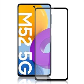 MOCOLO Silk Print Full Glue Full Cover Krasbestendig Explosieveilige Ultra Clear Gehard Glas Screen Protector voor Samsung Galaxy M52 5G - Zwart