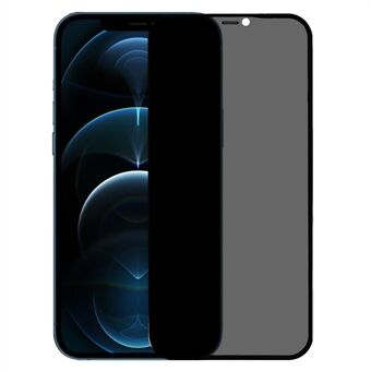 Voor iPhone 12/12 Pro 6.1 inch Anti-spion Volledige dekking Anti-vingerafdruk Mat volledig zelfklevend Zeefdruk Screenprotectorfilm van gehard glas met stofdicht gaas