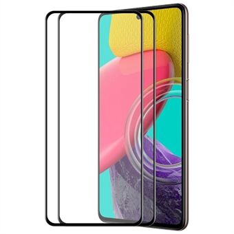 ENKAY 2 stks/set voor Samsung Galaxy M53 5G screen protector zeefdruk 6D hoog aluminium-silicium glas full size full lijm HD clear gehard glas film