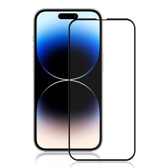 MOCOLO voor iPhone 15 Pro Silk Printing HD Clear Tempered Glass Film Secundaire verharding Full Screen Protector - Zwart