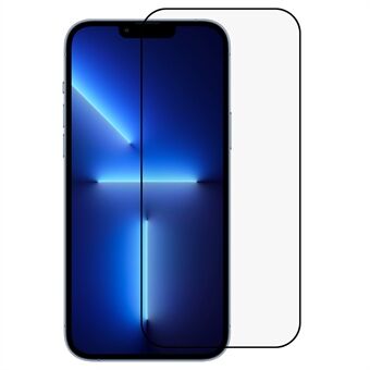 RURIHAI voor iPhone 14 Pro Max 6,7 inch 2.5D volledig dekkende zwarte Edge Screenprotector Secundaire verharding Ultraheldere volledige lijm Aluminium-siliciumglasfilm