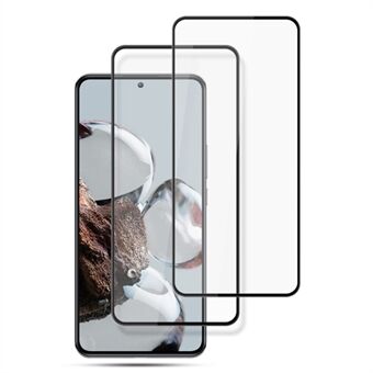 AMORUS 2 stks / set voor Xiaomi 12T 5G / Redmi K50 Ultra 5G HD Clear Full Glue Gehard glas Secundaire verharding Silk Printing Full Screen Protector - Zwart