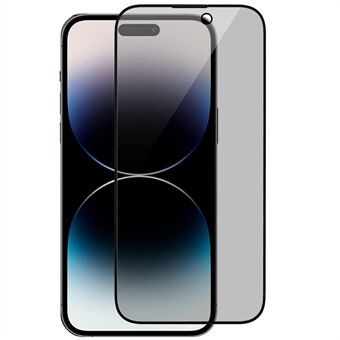RURIHAI Voor iPhone 14 Pro Anti-peep Anti-vingerafdruk Screen Protector 0.26mm Volledige Lijm Hoge Aluminium-silicium Glas Film