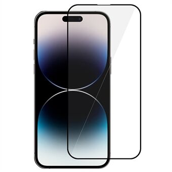 Voor iPhone 14 Pro Max Volledige dekking Screenprotector Zijdedruk Transparante film van gehard glas