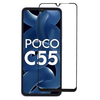 Voor Xiaomi Poco C55 4G Screenprotector van gehard glas Zijdedruk Zwarte Edge Volledige lijm