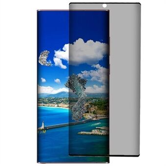Schermbeschermer voor Samsung Galaxy S23 Ultra, 3D gebogen 0,18 mm anti- Spy gehard glasfilm (zijlijm, ondersteuning voor vingerafdrukontgrendeling)