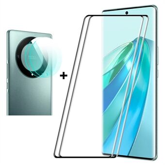 ENKAY HAT Prince 2 Pack Screen Protector voor Honor X9a 5G / Magic5 Lite 5G, Hot Bending 3D Curved Tempered Glass Film met Camera Lens Protector