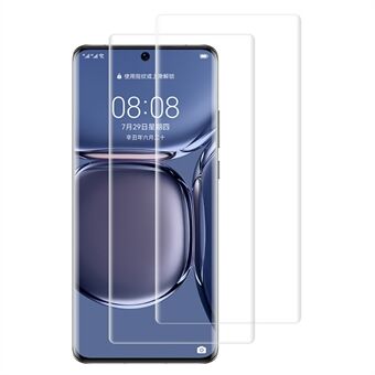 RURIHAI 2 stks/set 3D Gebogen UV Gehard Glas Film voor Huawei P50 Pro Anti- Scratch Screen Protector (Vingerafdruk Ontgrendelen)