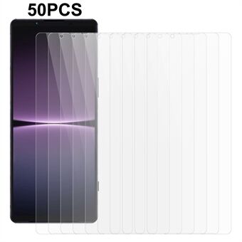 50 STKS Voor Sony Xperia 1 V Gehard Glas 2.5D Arc Screen Protector 0.3mm Anti-stof Telefoon Screen Film