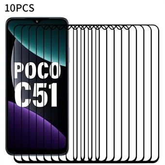 RURIHAI 10 stks Volledige Cover Screen Protector voor Xiaomi Poco C51 4G, hoge Aluminium-silicium Glas Secundaire Verharding 0.26mm Clear Film